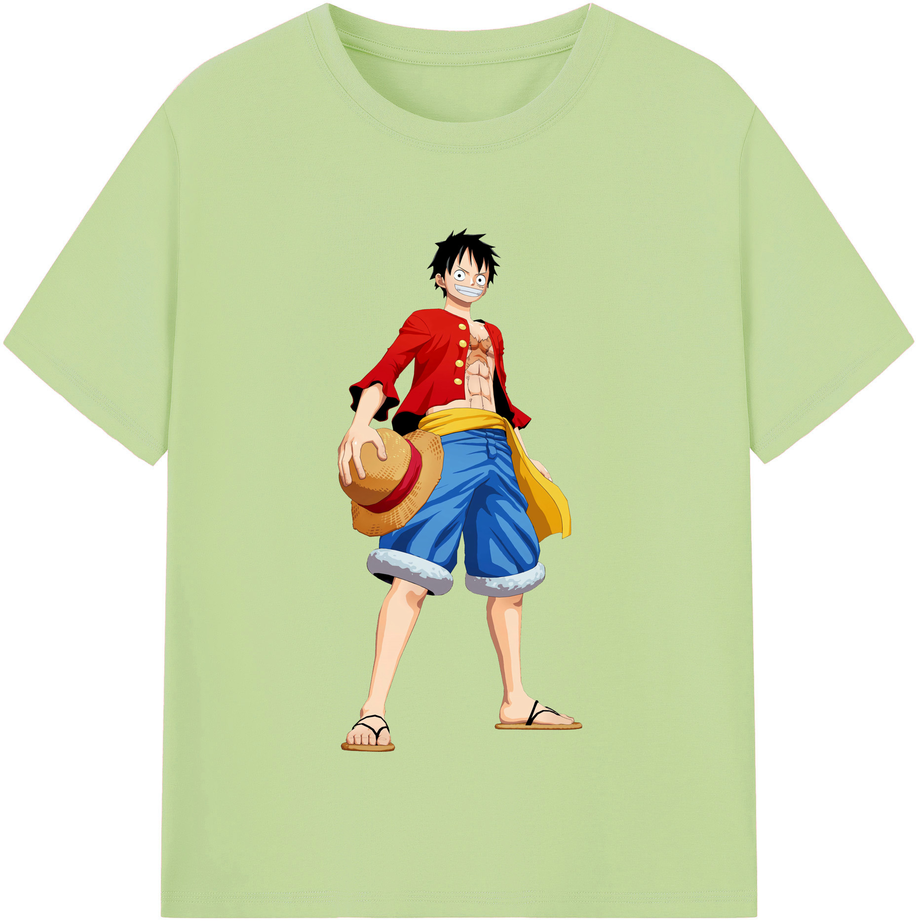 ワンピース モンキー・D・ルフィ ONE PIECE Monkey D. Luffy 綿100％半袖Tシャツ（フロントプリント）
